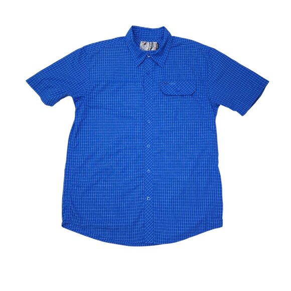 Realtree Mens M Short Sleeve Button Up Shirt Blue Plaid Lightweight Breathable - Picture 2 of 11